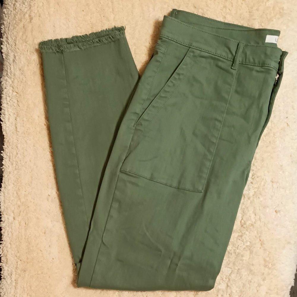 COPY-EUC~Loft's Frayed High Rise Vintage- Inspired Olive Green Pants - Size 14
